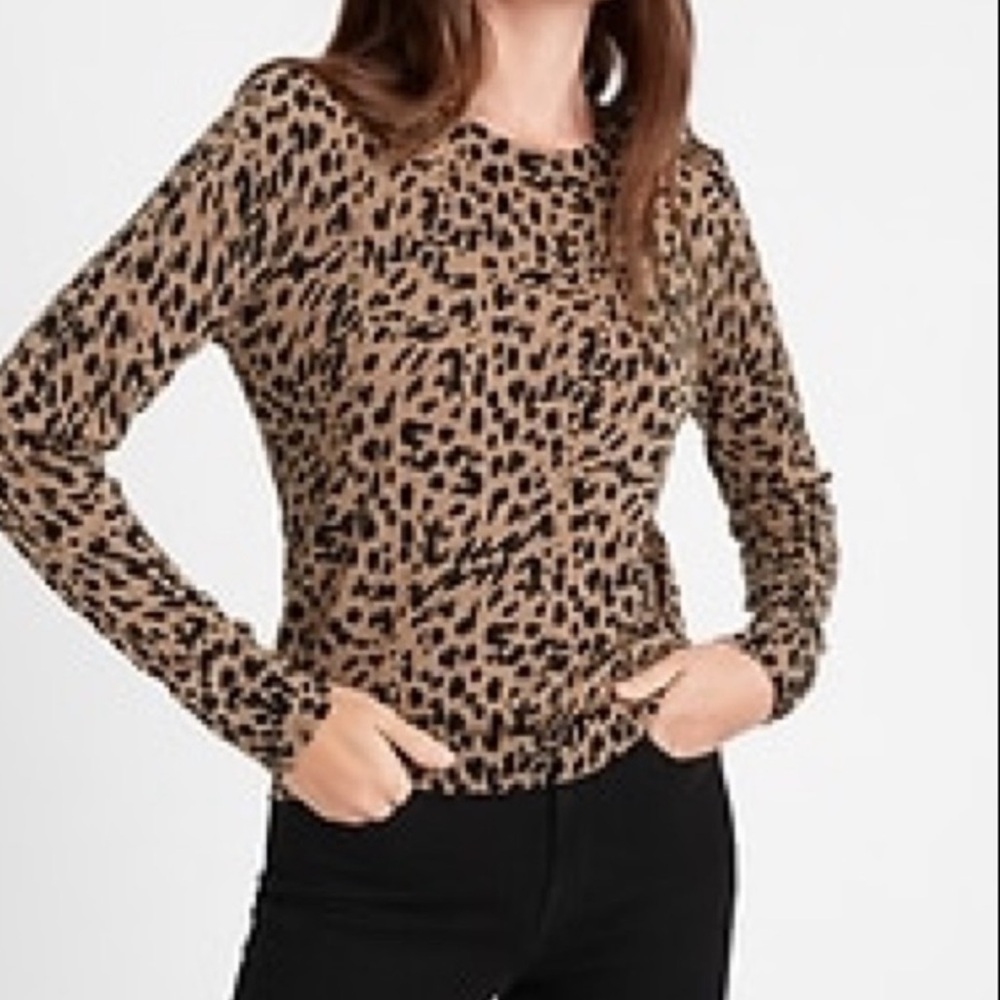 Banana Republic Merino Wool Leopard Print Sweater sz M